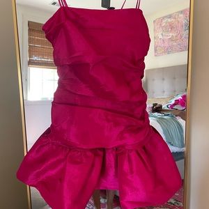 Pink ruffle strapless dress